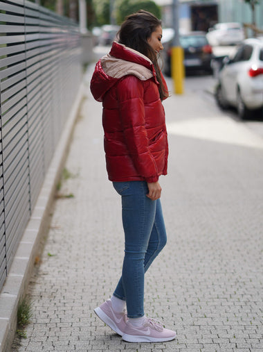 Piros szélálló oversize pufi dzseki
