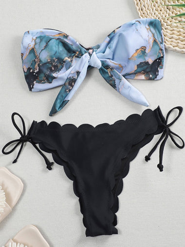 Strapless marble pántnélküli, brazil bugyis bikini