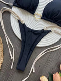 Sweetheart háromszög bikini szett - fekete
