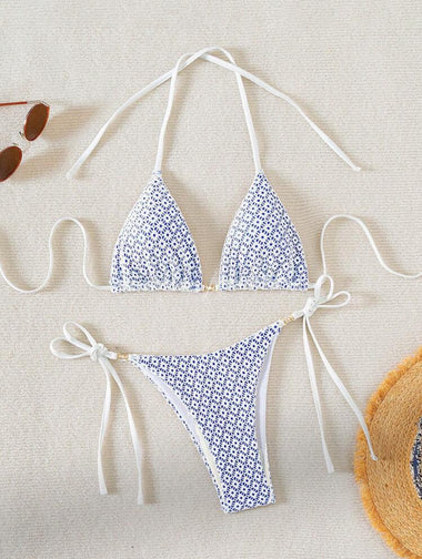Sky Sands – hímzett háromszög bikini kék alapon