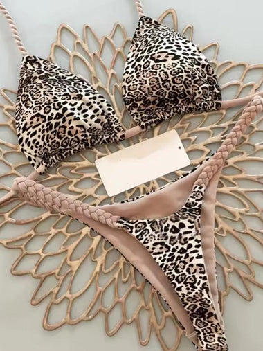Wild Braid Bikini – Leopárdmintás fonott pántos szett