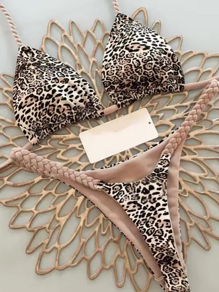 Wild Braid Bikini – Leopárdmintás fonott pántos szett