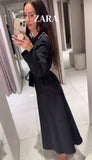 Zara Woman rugalmas fekete ingruha