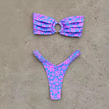 Aloha Ring Bikini – Virágmintás bandeau szett
