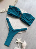 Smaragd bandeau bikini szett