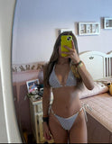 Sky Sands – hímzett háromszög bikini kék alapon