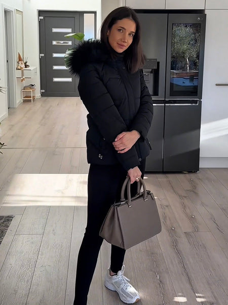 Fekete pufi téli dzseki