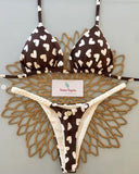 Cocoa Love Bikini – Barna-fehér szívecskés szett