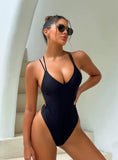 Noir Net Body – Fekete pántos egyrészes fürdőruha