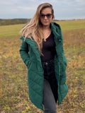 Hosszú vastag smaragdzöld paplan télikabát DX8889C