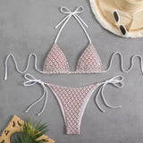 Ruby Sands – hímzett háromszög bikini bordó alapon
