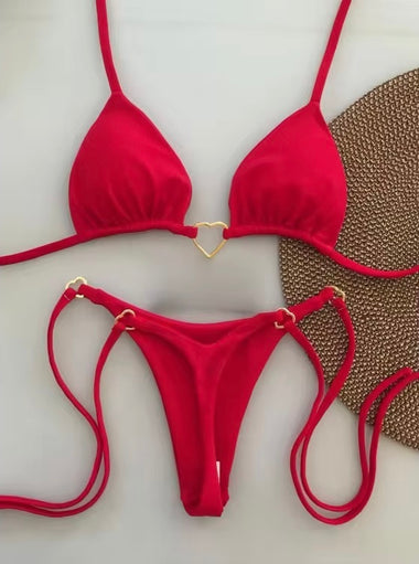 Sweetheart háromszög bikini szett - piros