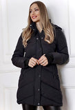Kapucnis félhosszú télikabát - fekete