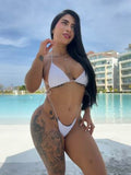 Egyméretes megkötős bikini szett - fehér