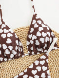 Cocoa Love Bikini – Barna-fehér szívecskés szett