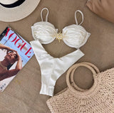 Soléa Fehér Bikini – Arany Nap Díszítéssel