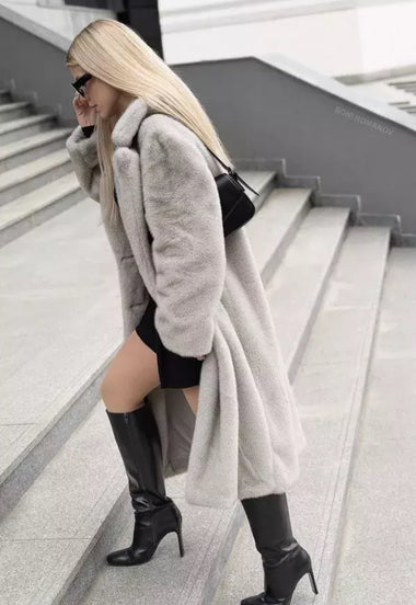 Hosszú oversize műszőrmekabát, bunda