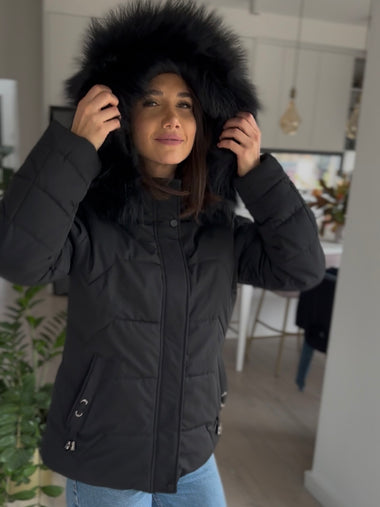 Fekete pufi őszi-téli dzseki