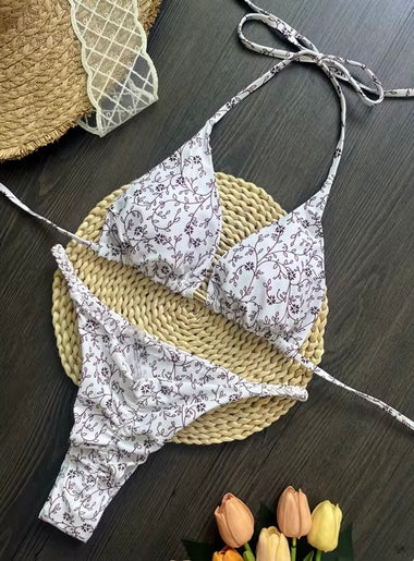 Whispering Vines Bikini – Fehér, ágacskás mintás szett