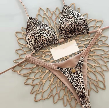 Wild Braid Bikini – Leopárdmintás fonott pántos szett