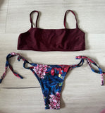 Bordó bikini virágos bugyival