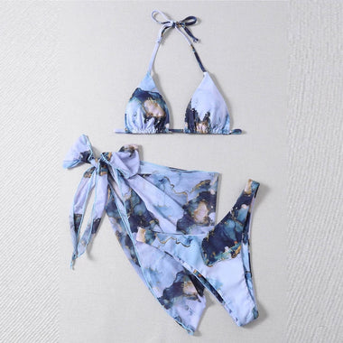 Márványos brazil bikini, ajándék strandkendővel
