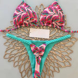 Laguna Bloom Bikini – Fonott pántos levélmintás szett