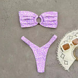 Lilac Ring Bikini – Virágmintás bandeau szett
