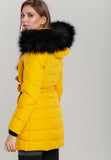 Vastag, meleg sárga-fekete női télikabát