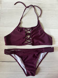 Bordó rácsos bikini