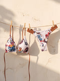 Boho Chic Paisley bikini szett – barna & mintás, kétoldalas felsővel