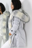 PRÉMIUM Fagyos szürke óriás kapucnis meleg női parka kabát - MintyDust