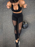 Fekete fitness nadrág necc betéttel
