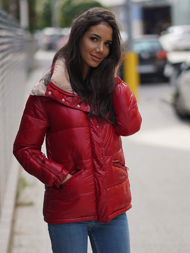 Piros szélálló oversize pufi dzseki