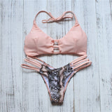 Pithon Powder kígyómintás, púderszínű szivacsos bikini - MintyDust