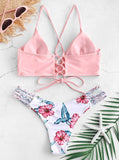 Powder floral fonott brazil bikini - MintyDust