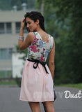 Rózsaszín virágos elegáns nyári ruha - S/M - MintyDust