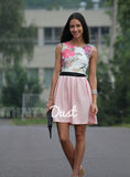 Rózsaszín virágos elegáns nyári ruha - S/M - MintyDust