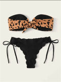 Strapless leopard pántnélküli brazil bugyis bikini