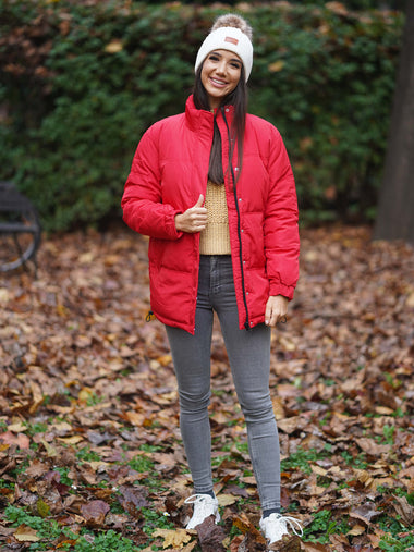 Oversize piros dzseki