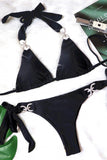 Kristályokkal díszített luxus bikini szett- fekete