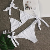 Kristályokkal díszített luxus bikini szett - fehér