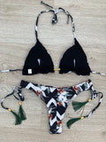 Tropical zigzag megkötős brazil bikini szett